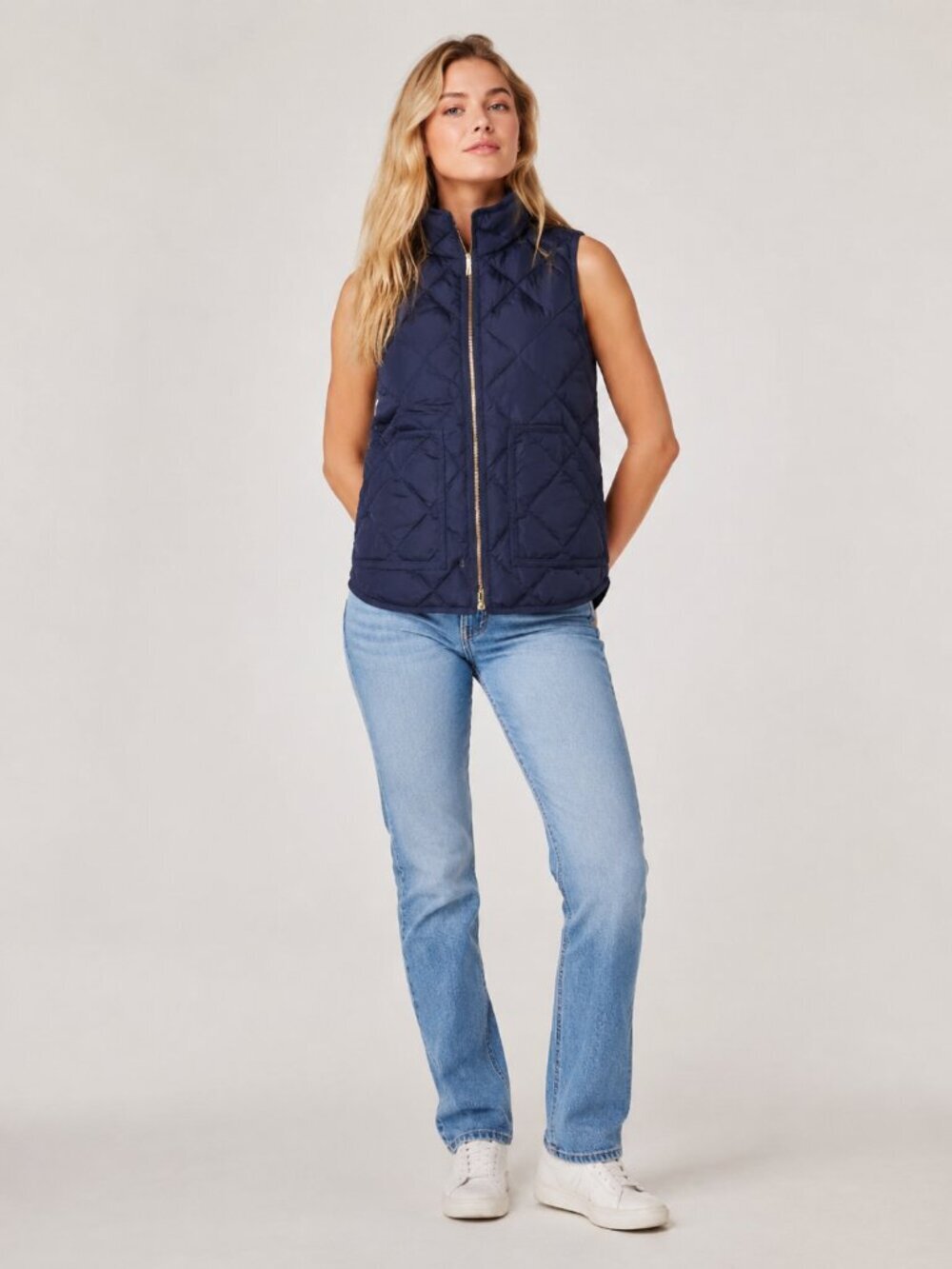 2/$30 J. Crew Excursion Quilted Down Puffer Vest Jacket Navy XS #A3037